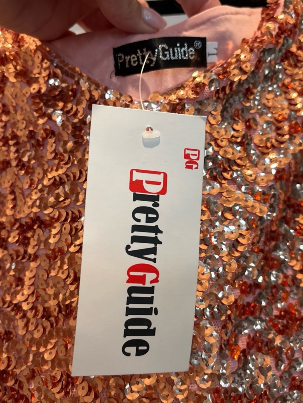Sequin V-Neck Mini Dress in Rose Gold - Women - Picture 8 of 8